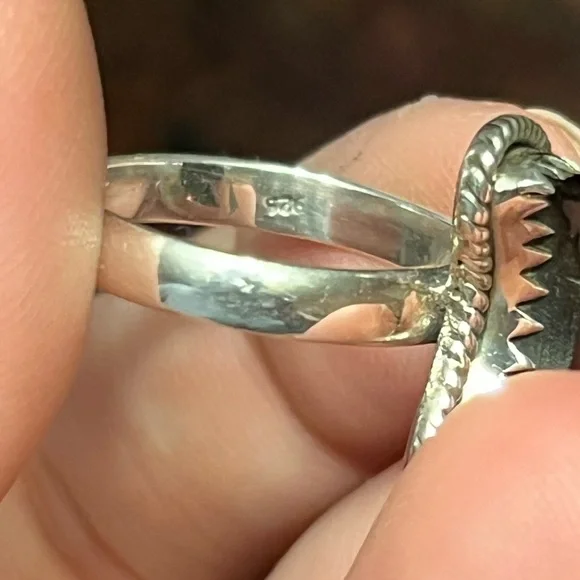 Onyx crescent moon sterling silver ring size 7.5 - Picture 4 of 5